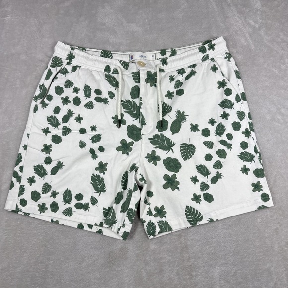 Laguna B Other - Laguna Shorts Men Size 36 White Green Leaf Print Cotton Stretch Casual Beachwear